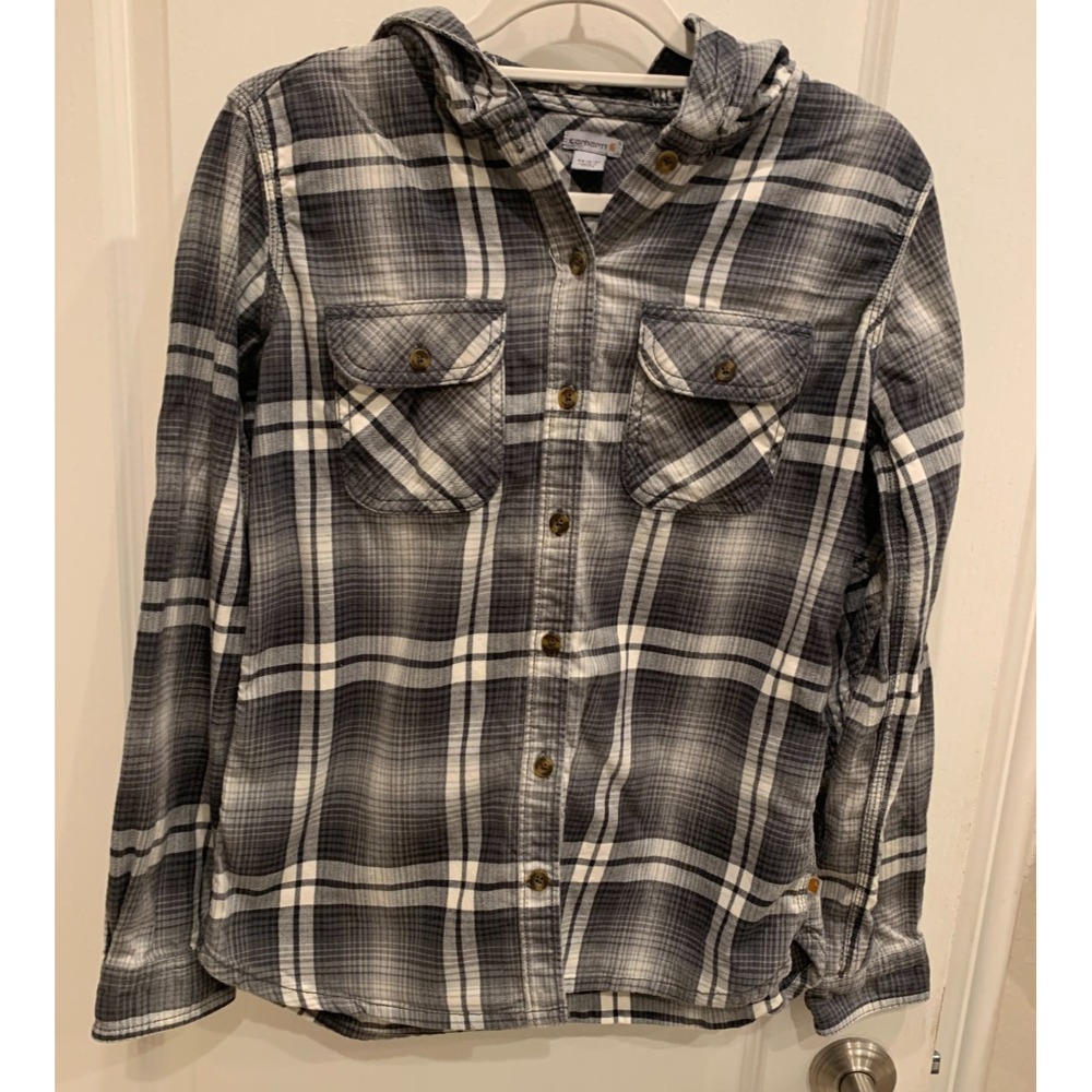 Carhartt Hoodie Checkered Blue‎ Gray Sz XS (0/2) - Picture 1 of 3